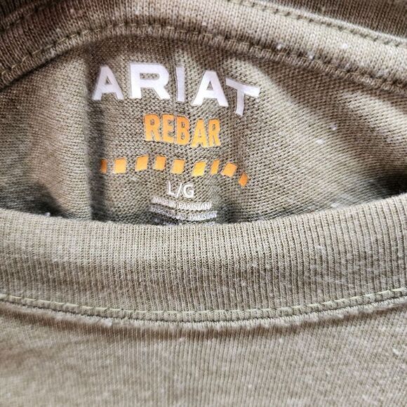 Ariat Rebar Men's T-Shirt Cotton Strong Short Sleeve Pocket Large Green Workwear - Picture 4 of 6